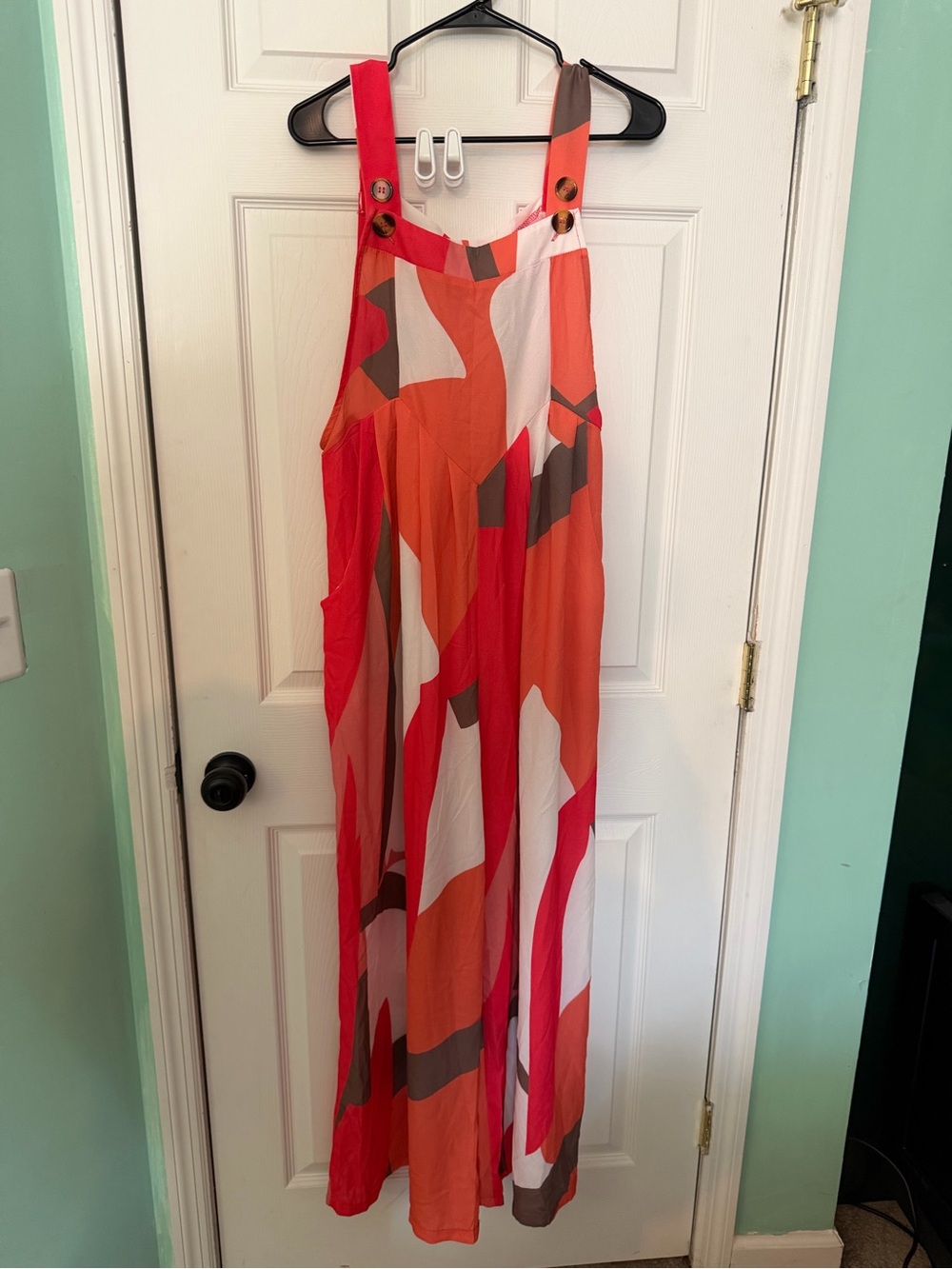 Chic Me Bold Orange & Red Abstract Wide-Leg Jumpsuit| S